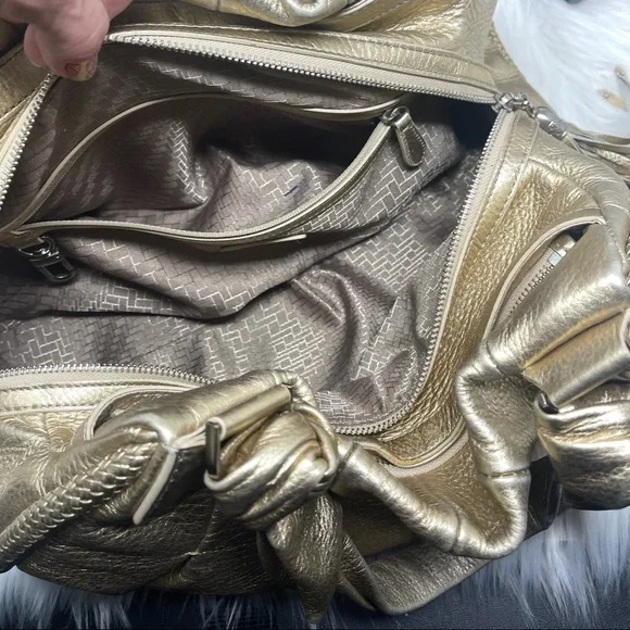 Cole Haan Metallic Gold Soft Leather Bucket Bag